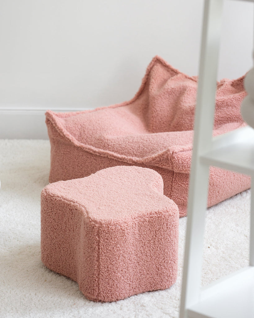 Pouf enfant Teddy bouclette Rose