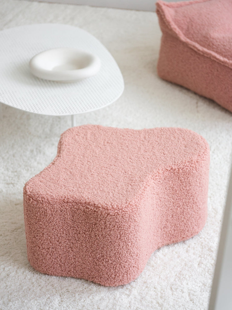 Pouf enfant Teddy bouclette Rose