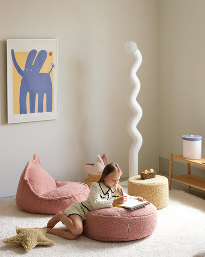 Pouf enfant Teddy bouclette Rose