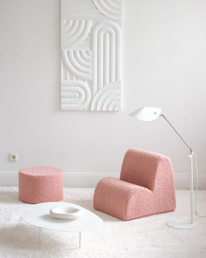 Pouf enfant Teddy bouclette Rose