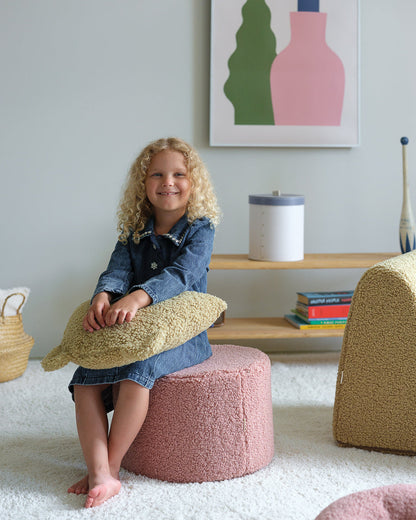 Pouf enfant Teddy bouclette Rose