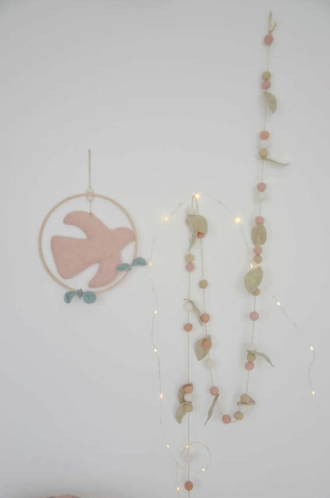 Guirlande chambre bébé rose Vert &amp; Blanc