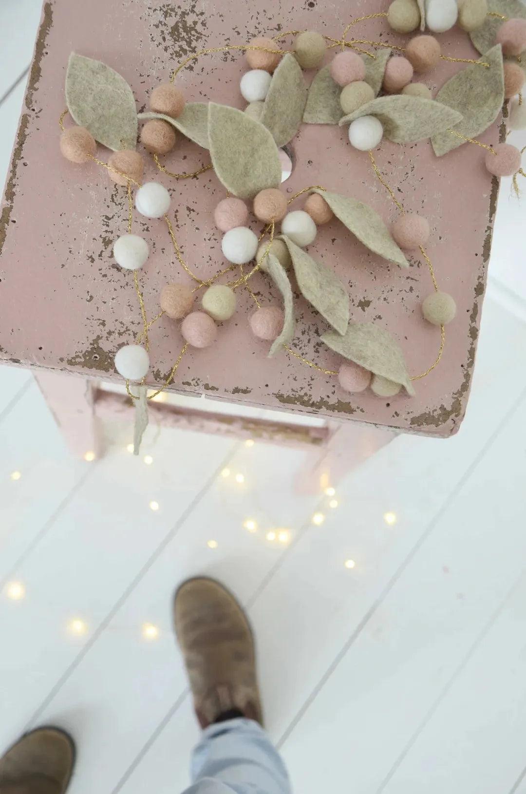 Guirlande chambre bébé rose Vert &amp; Blanc