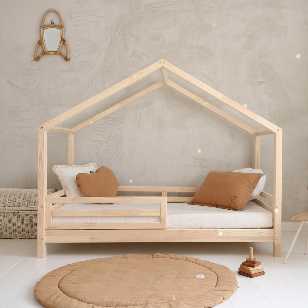 Lit cabane avec barrière Filipa 90x190cm blanc