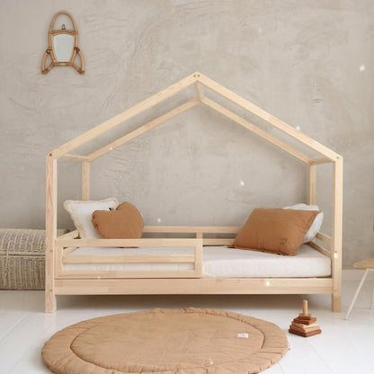 Lit cabane avec barrière Filipa 90x190cm blanc