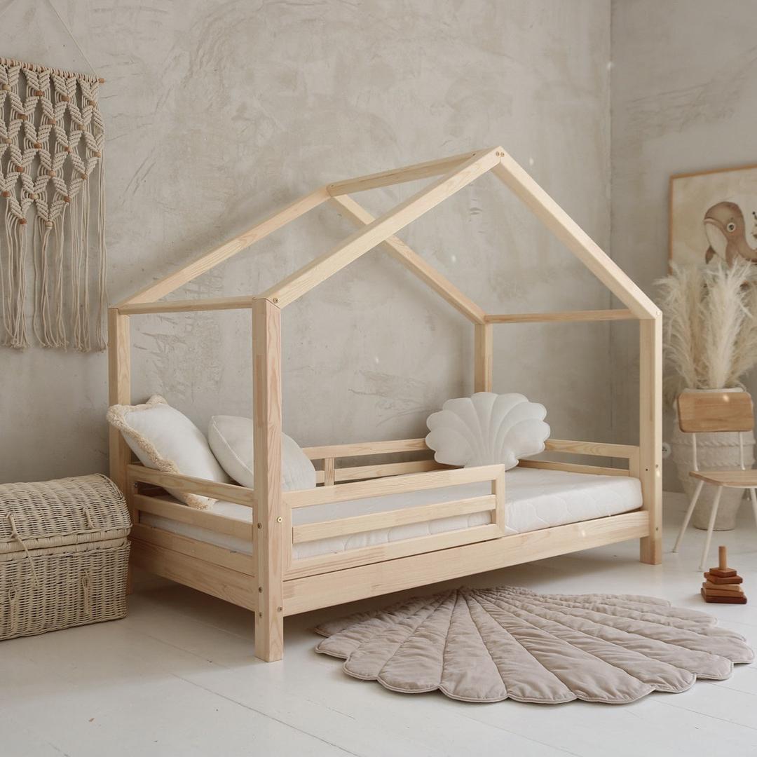 Lit cabane avec barrière Filipa 90x190cm blanc