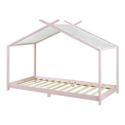 Pack lit cabane + ciel de lit 90x200cm - Rose