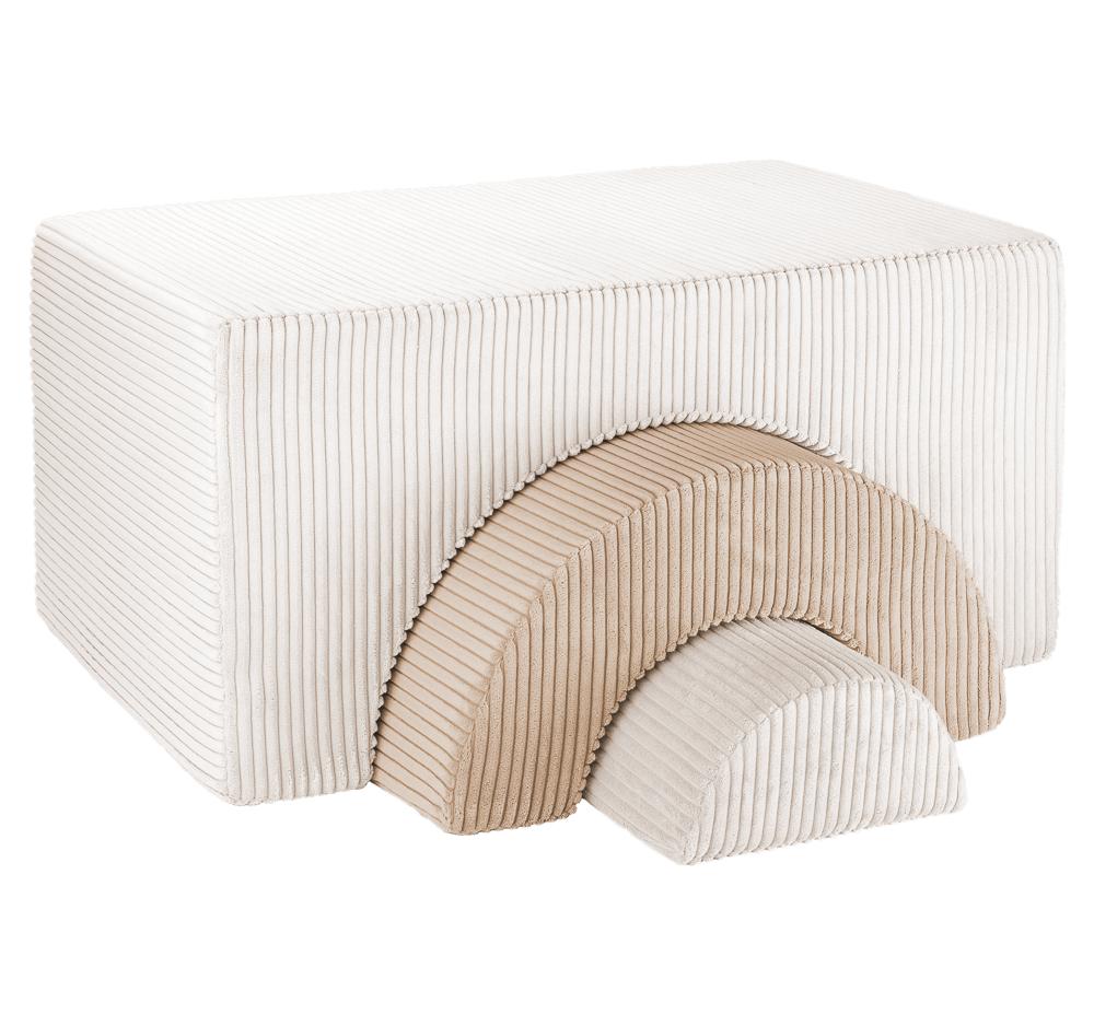 Pouf Montessori arc-en-ciel - Beige et blanc