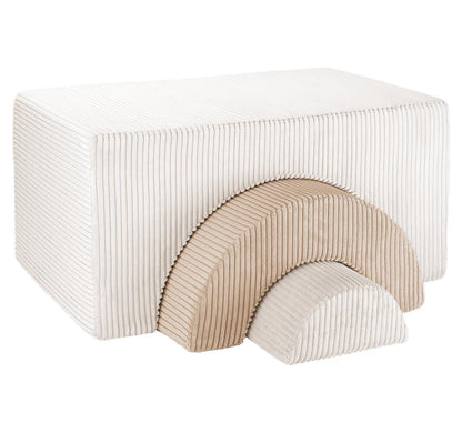 Pouf Montessori arc-en-ciel - Beige et blanc