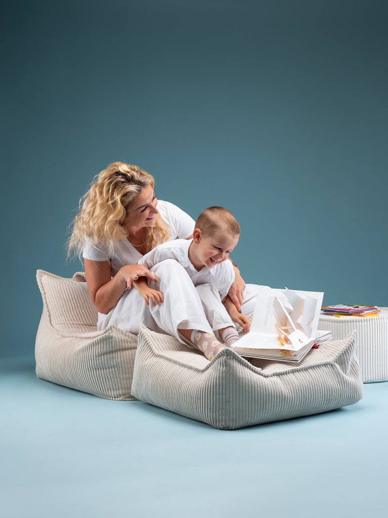 Pouf carré velours Blanc