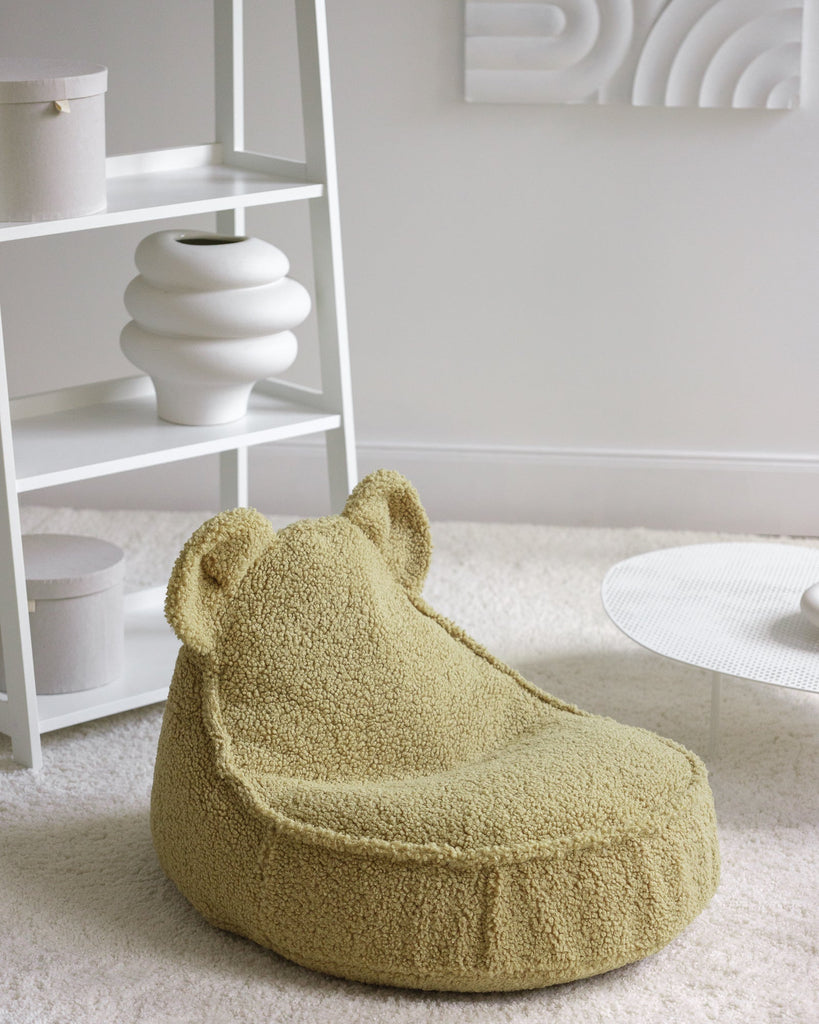 Fauteuil enfant ourson Teddy bouclette Vert pistache