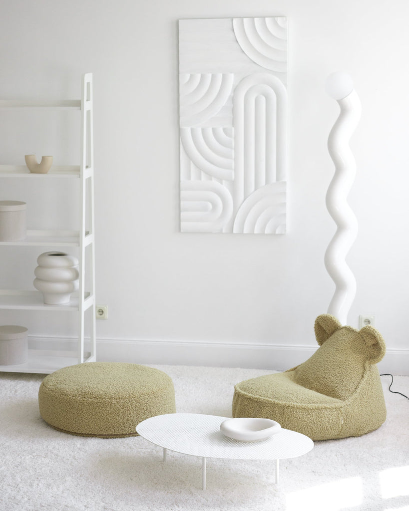 Pouf enfant Teddy bouclette Vert pistache