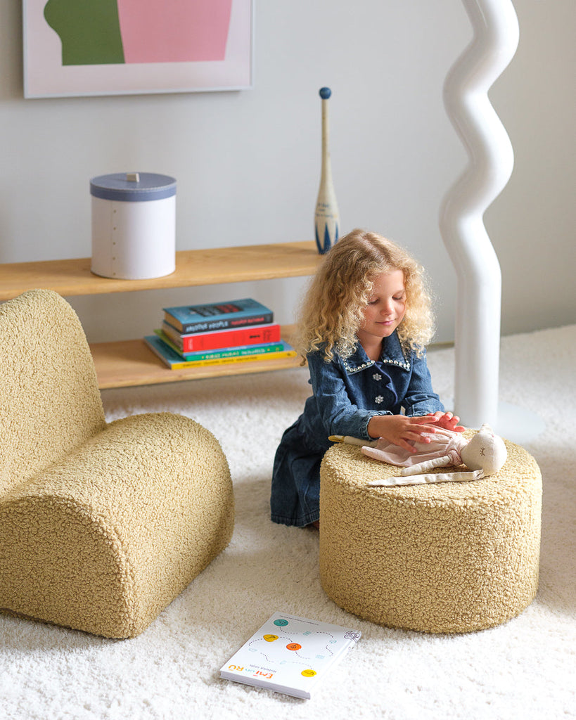 Pouf enfant Teddy bouclette Vert pistache