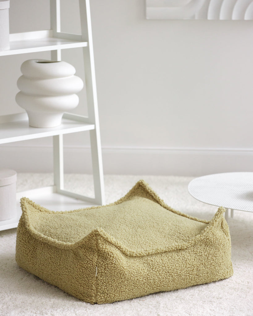 Pouf enfant Teddy bouclette Vert pistache