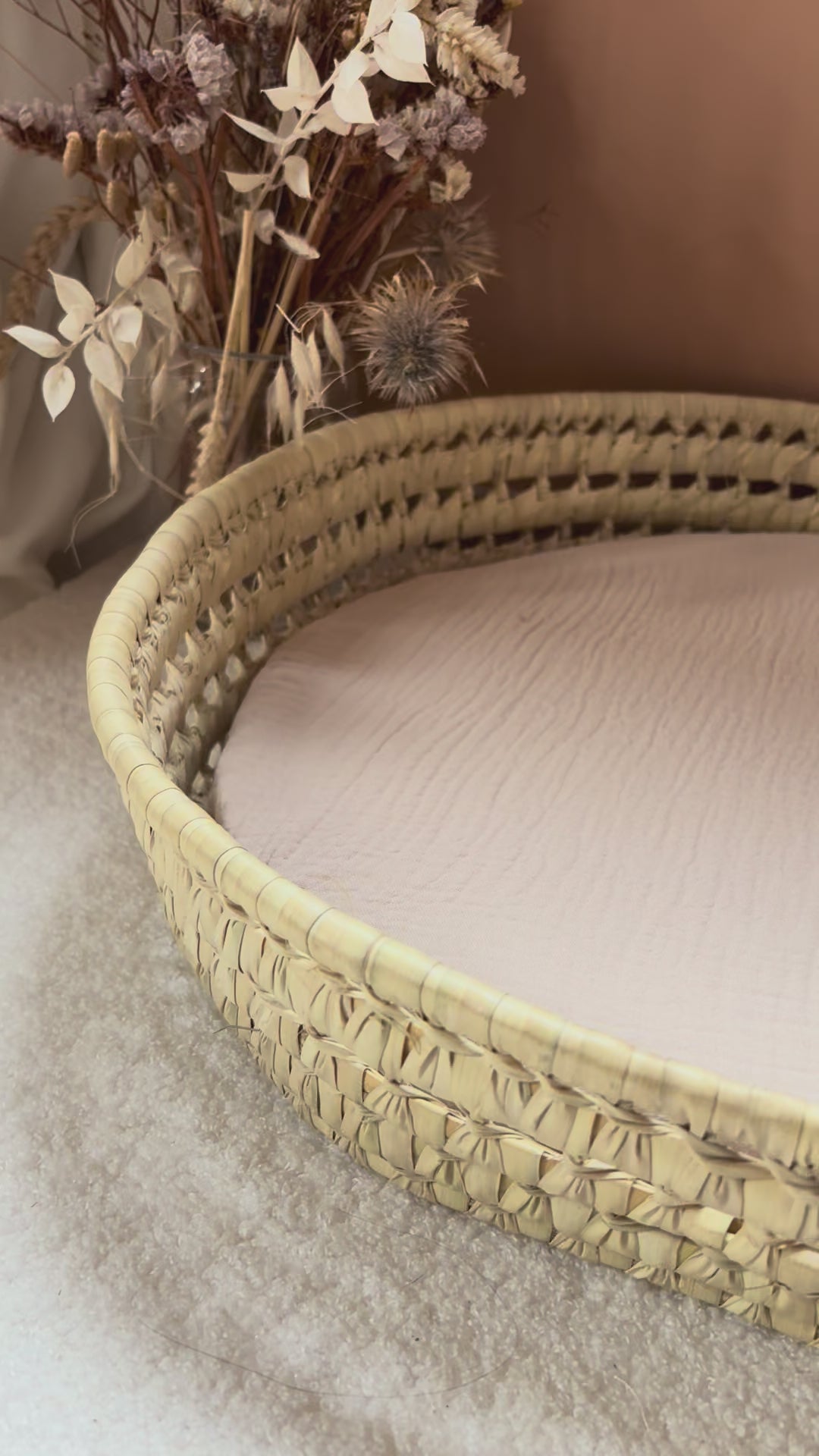 Panier à langer + matelas + housse double gaze Beige