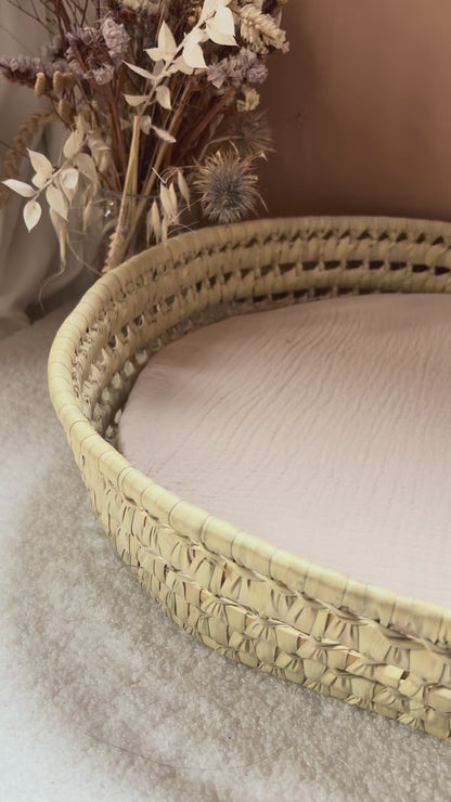 Panier à langer + matelas + housse double gaze Beige