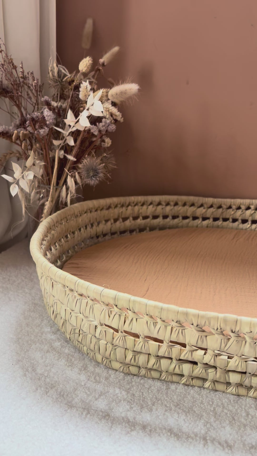Panier à langer + matelas + housse double gaze camel