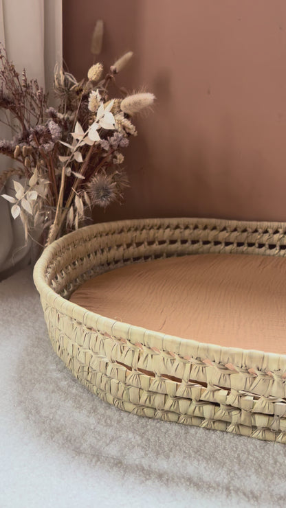Panier à langer + matelas + housse double gaze camel