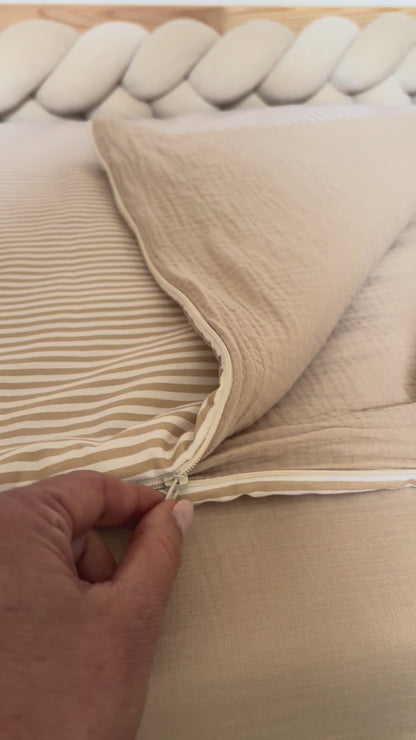 Sac de couchage enfant rayures beige