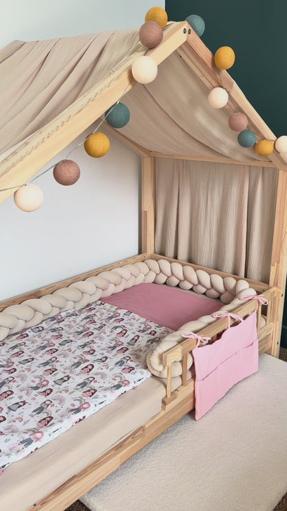 Beige bedhemel van biologisch katoen