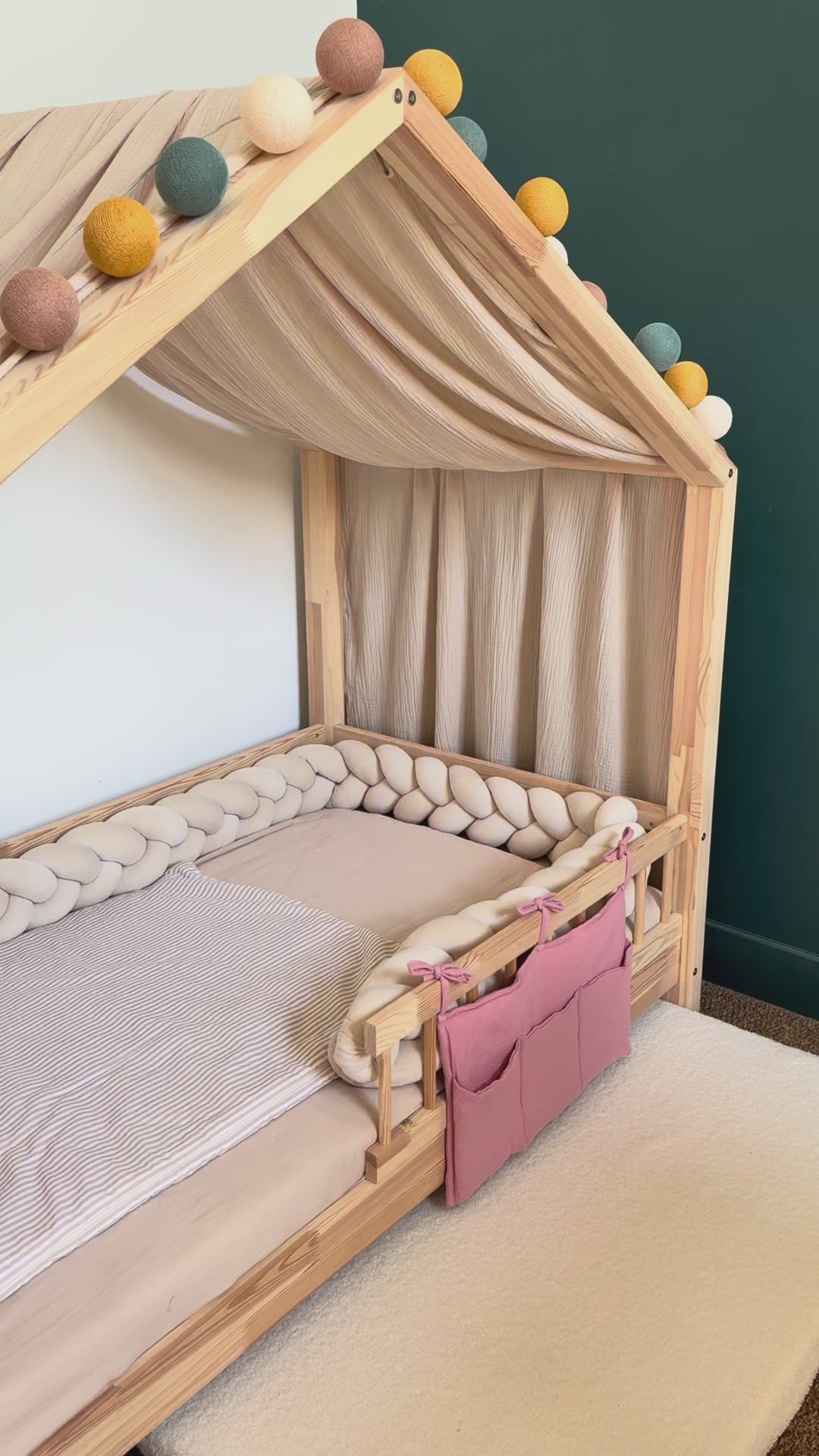 Beige bedhemel van biologisch katoen