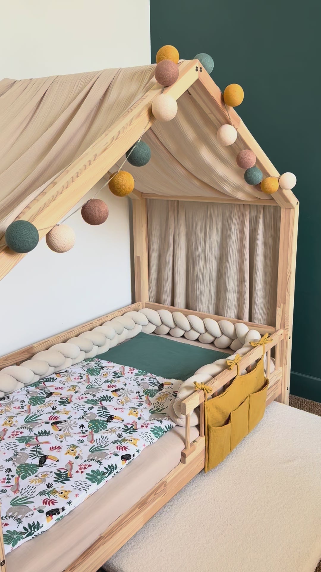 Beige bedhemel van biologisch katoen
