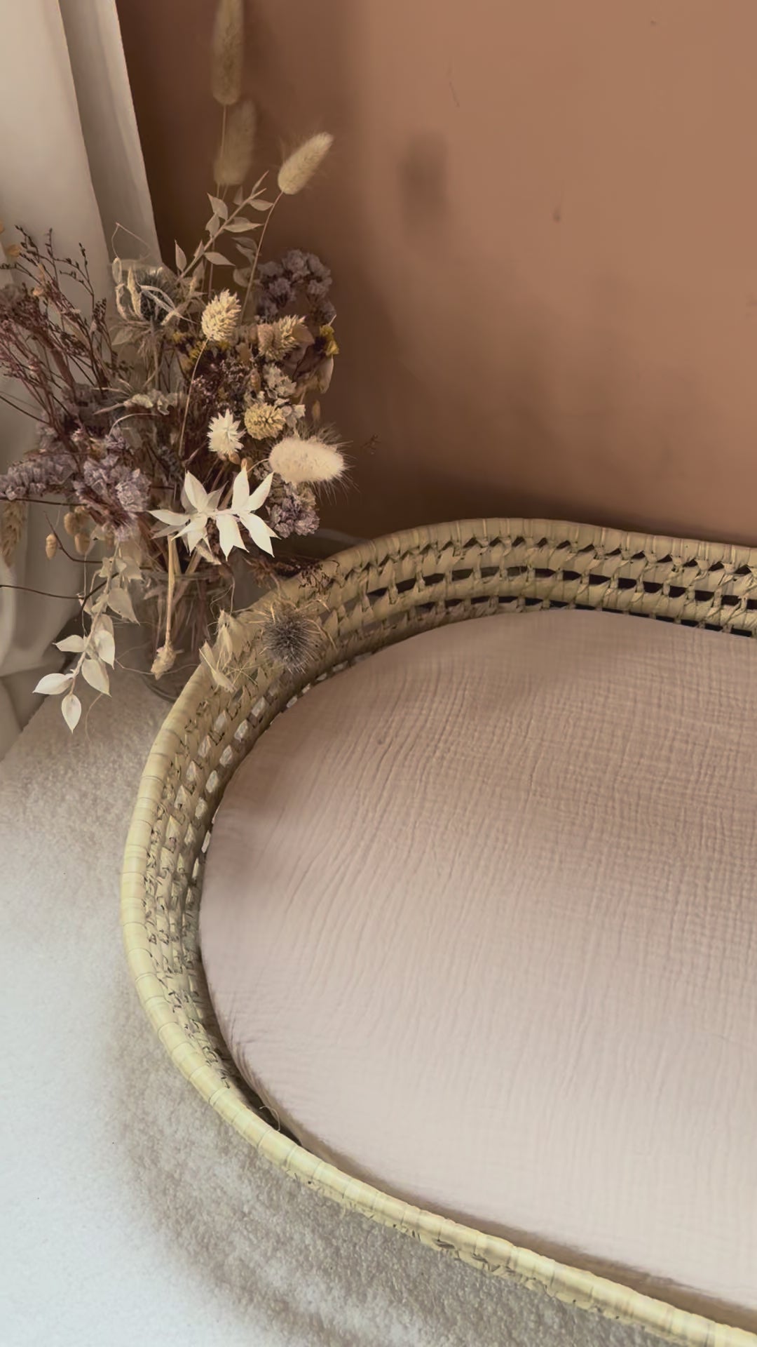 Panier à langer + matelas + housse double gaze Beige