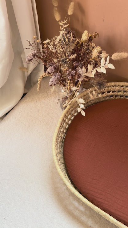 Panier à langer + matelas + housse double terracotta