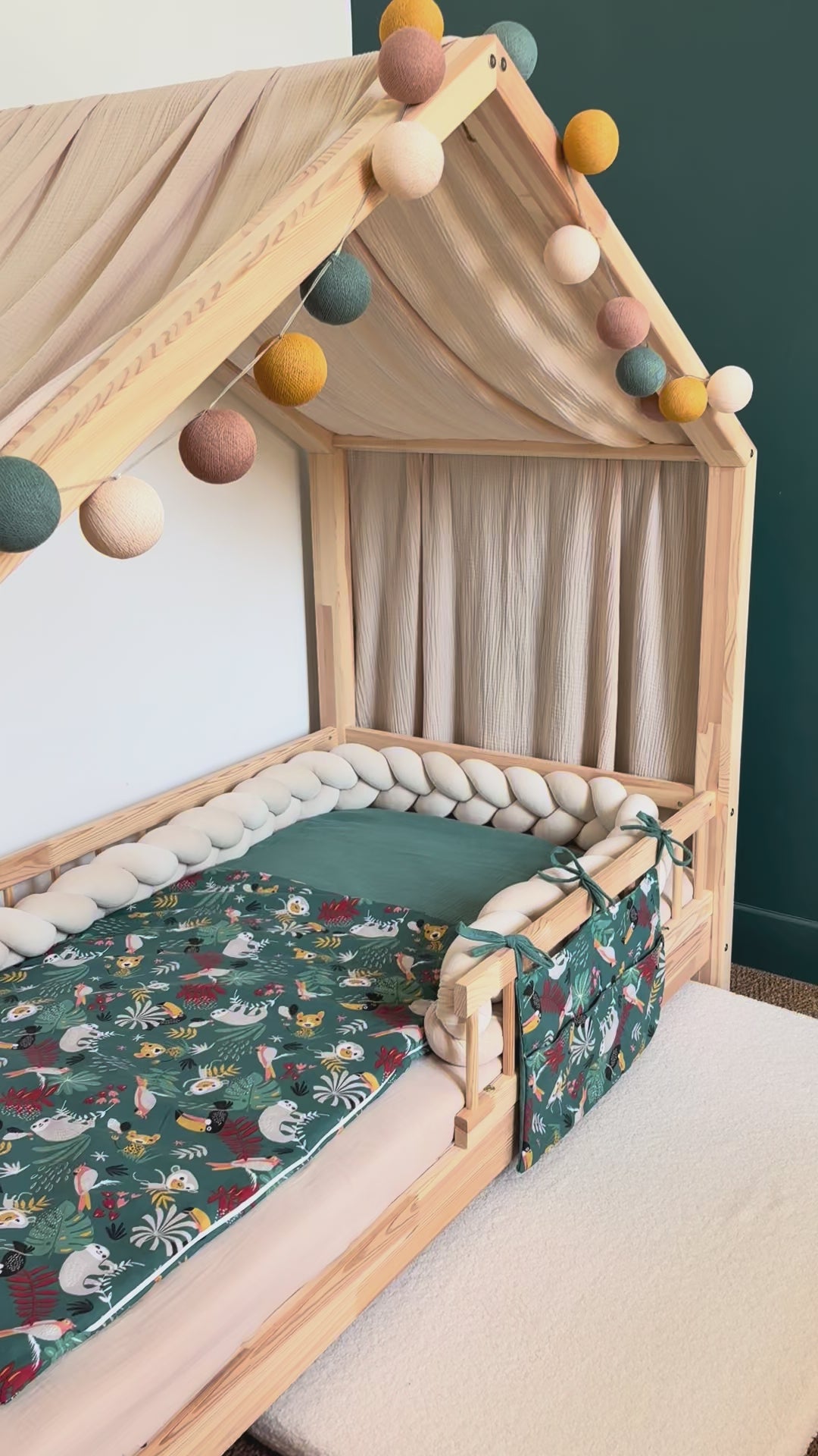 Beige bedhemel van biologisch katoen