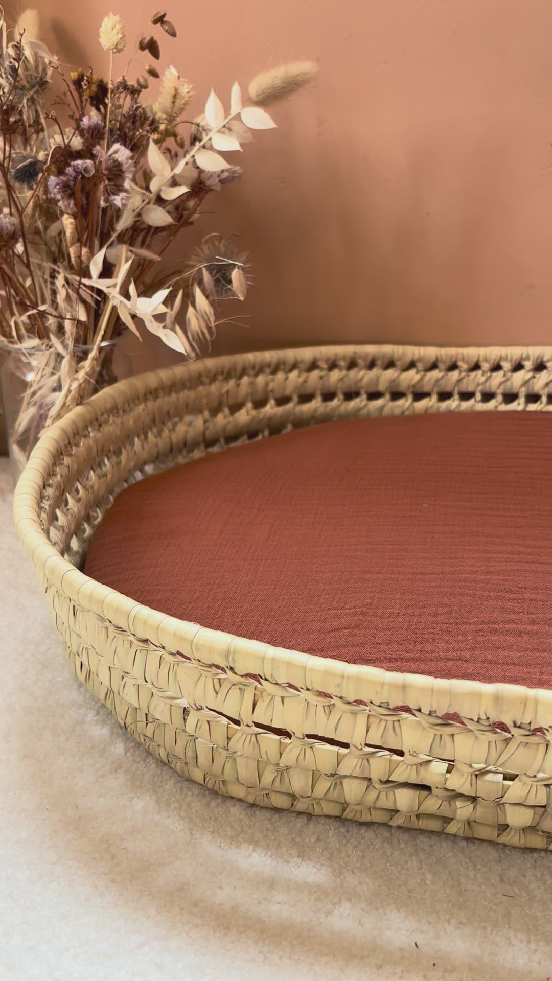 Panier à langer + matelas + housse double terracotta