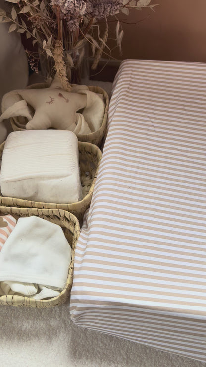 Housse matelas à langer rayures beige
