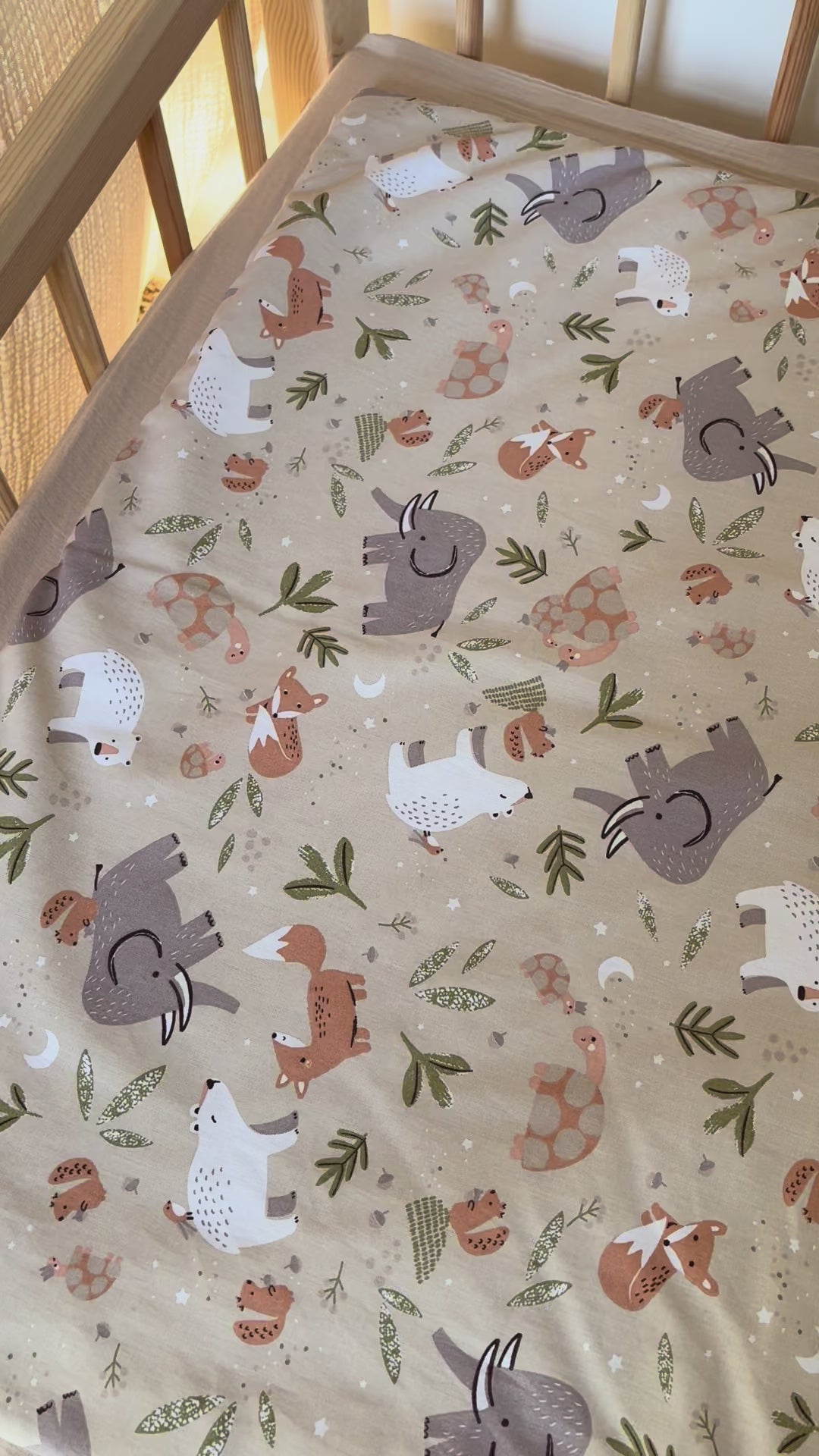 Sac de couchage enfant animaux beige