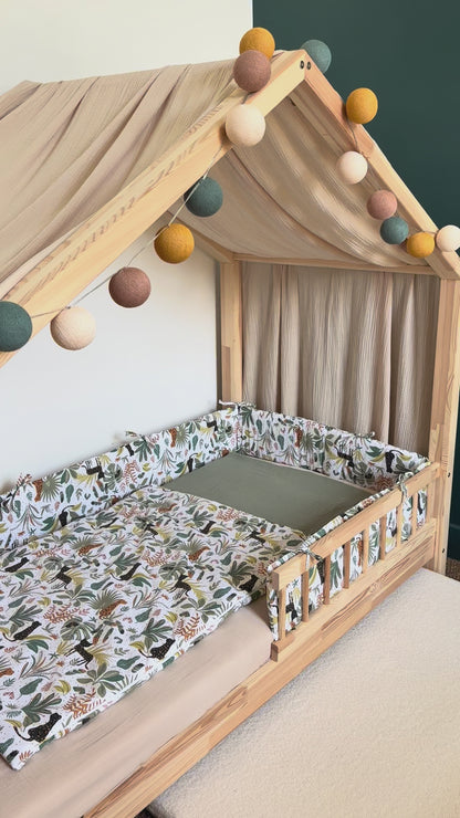 Dubbelgaas cabinebedbumper terracotta gouden stippen 