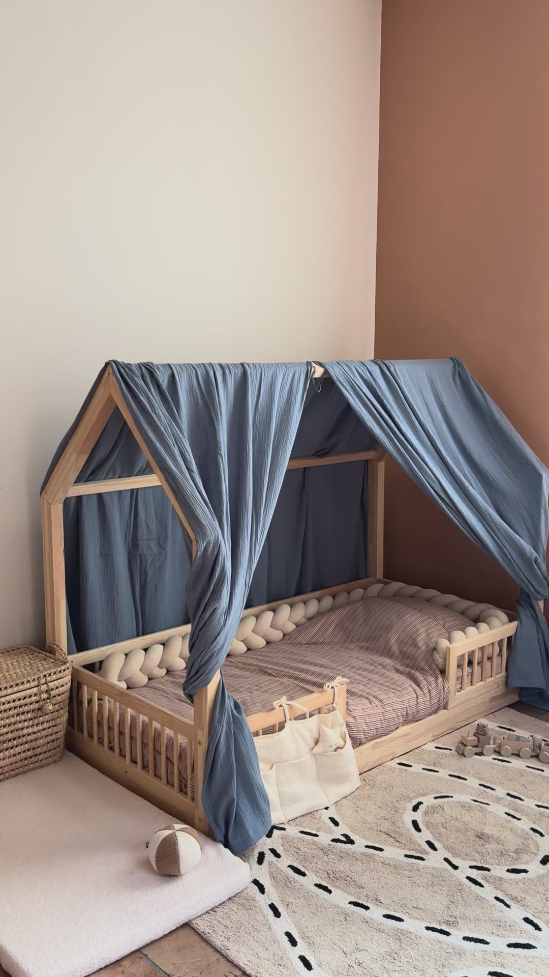Ciel de lit cabane (pack de 2) Bleu jean