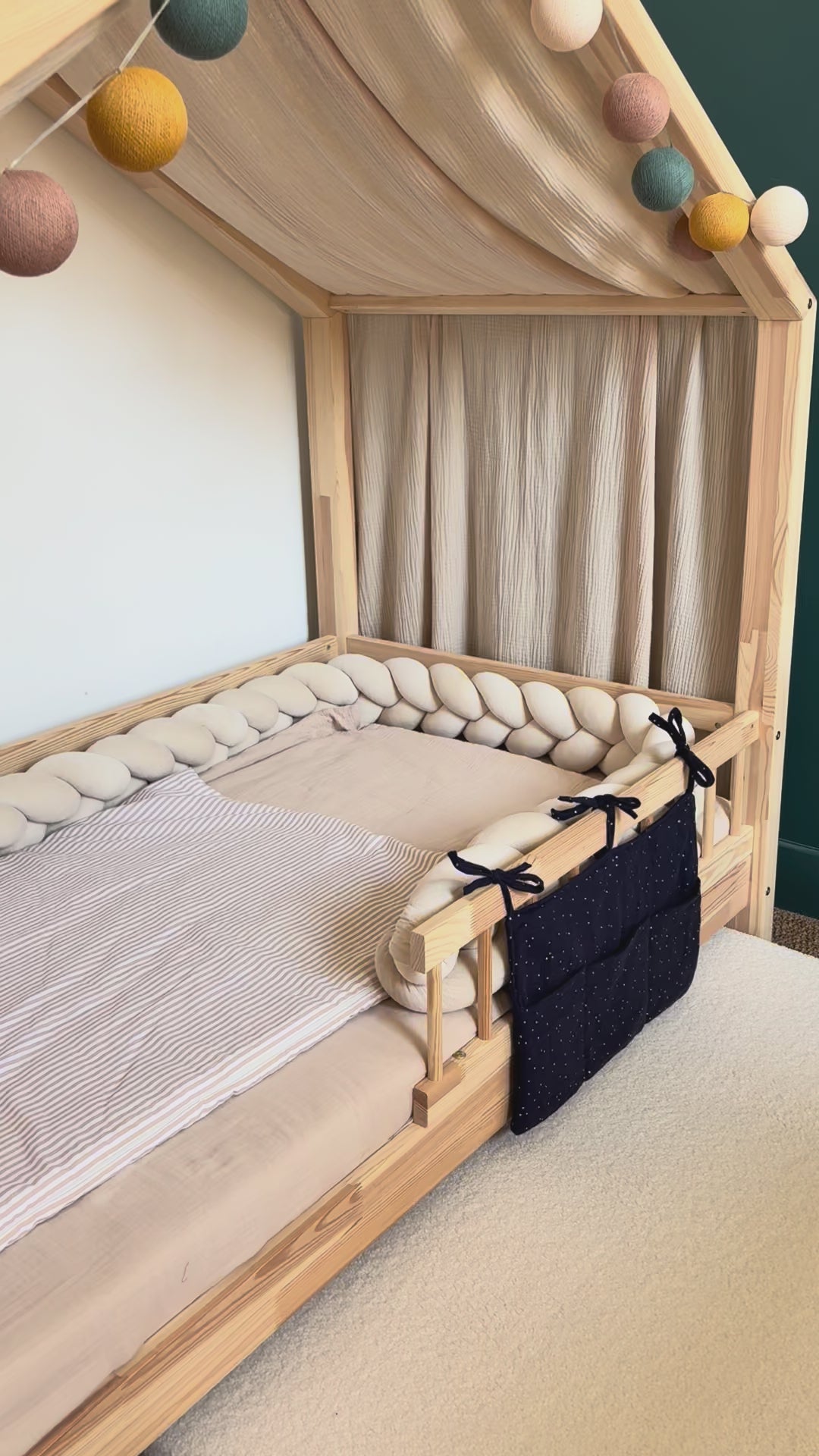 Beige bedhemel van biologisch katoen