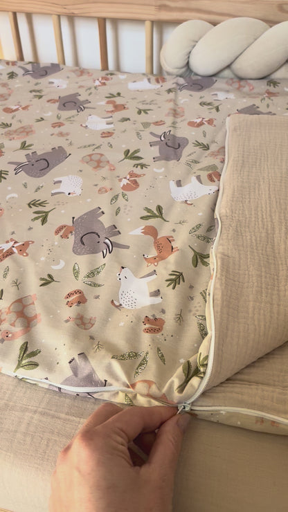 Sac de couchage enfant animaux beige