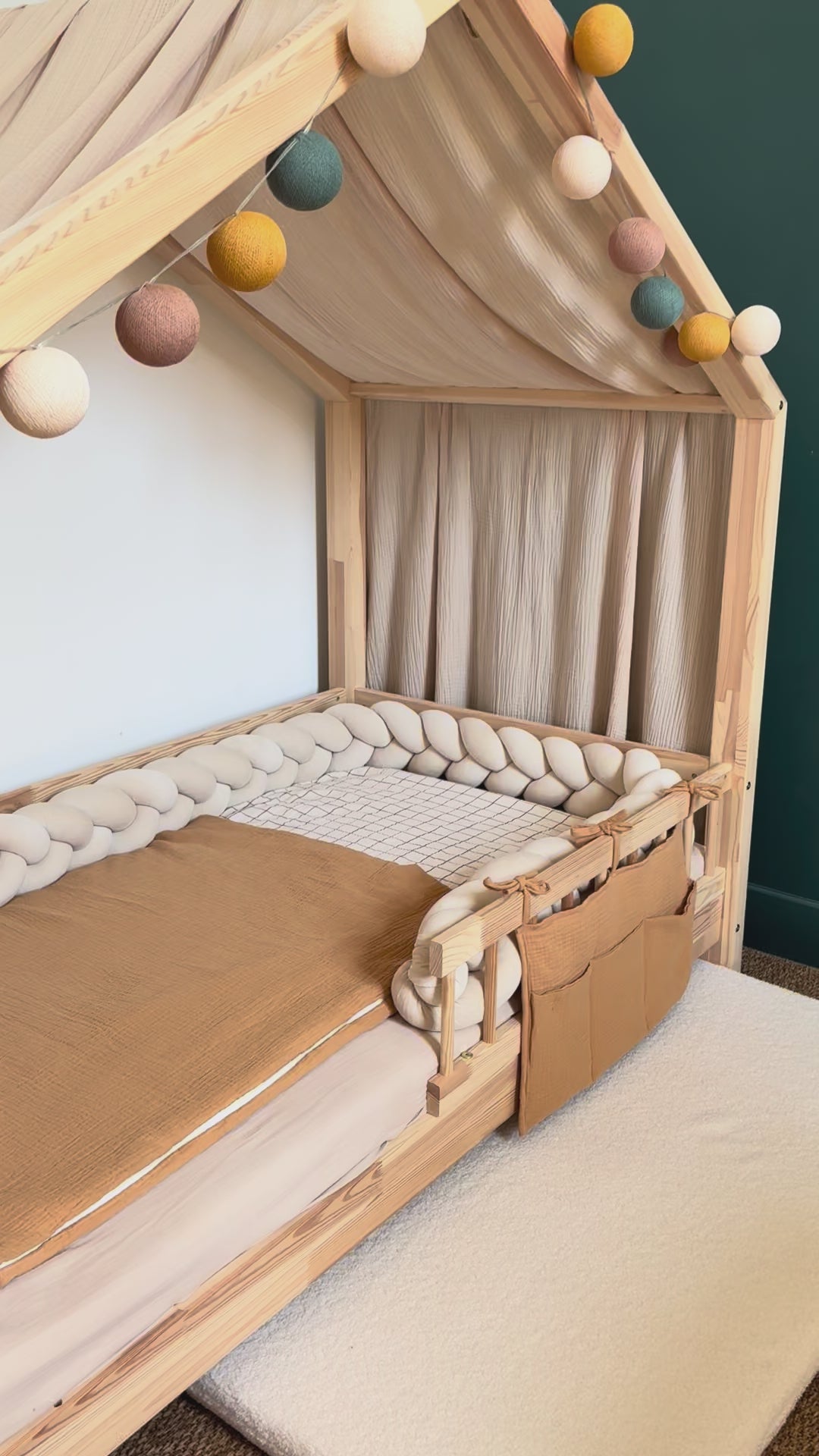 Beige bedhemel van biologisch katoen