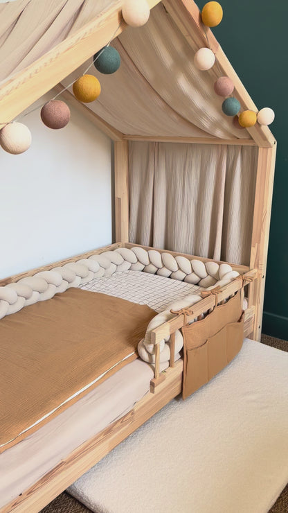 Beige bedhemel van biologisch katoen