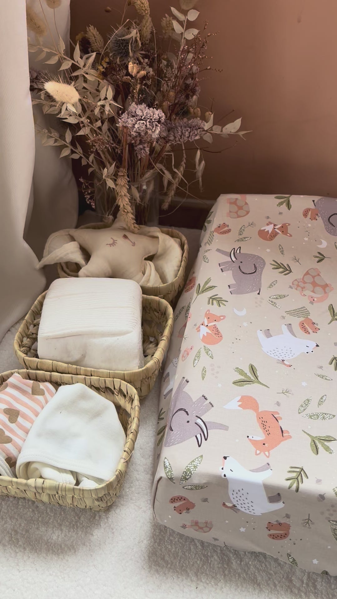 Housse matelas à langer Animaux beige