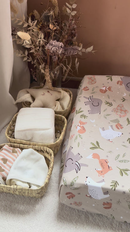 Housse matelas à langer Animaux beige