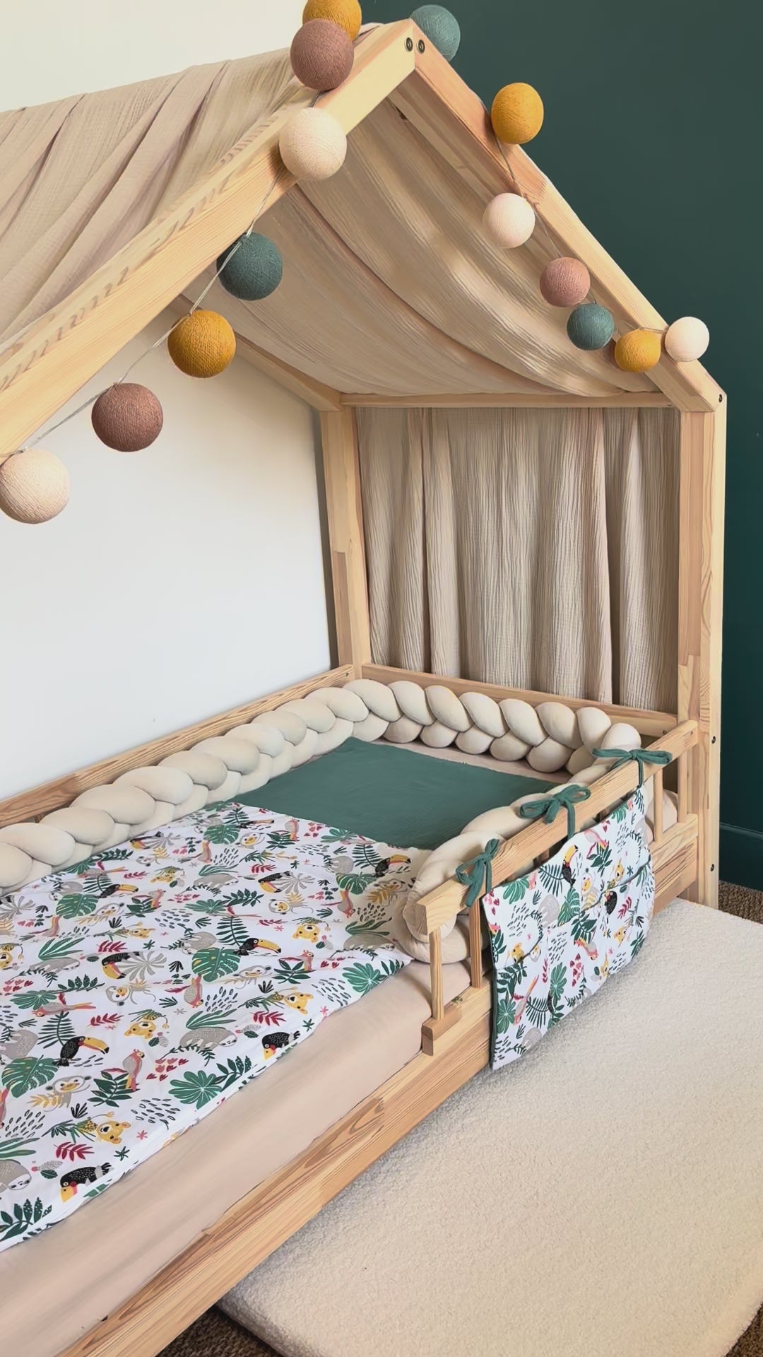 Beige bedhemel van biologisch katoen