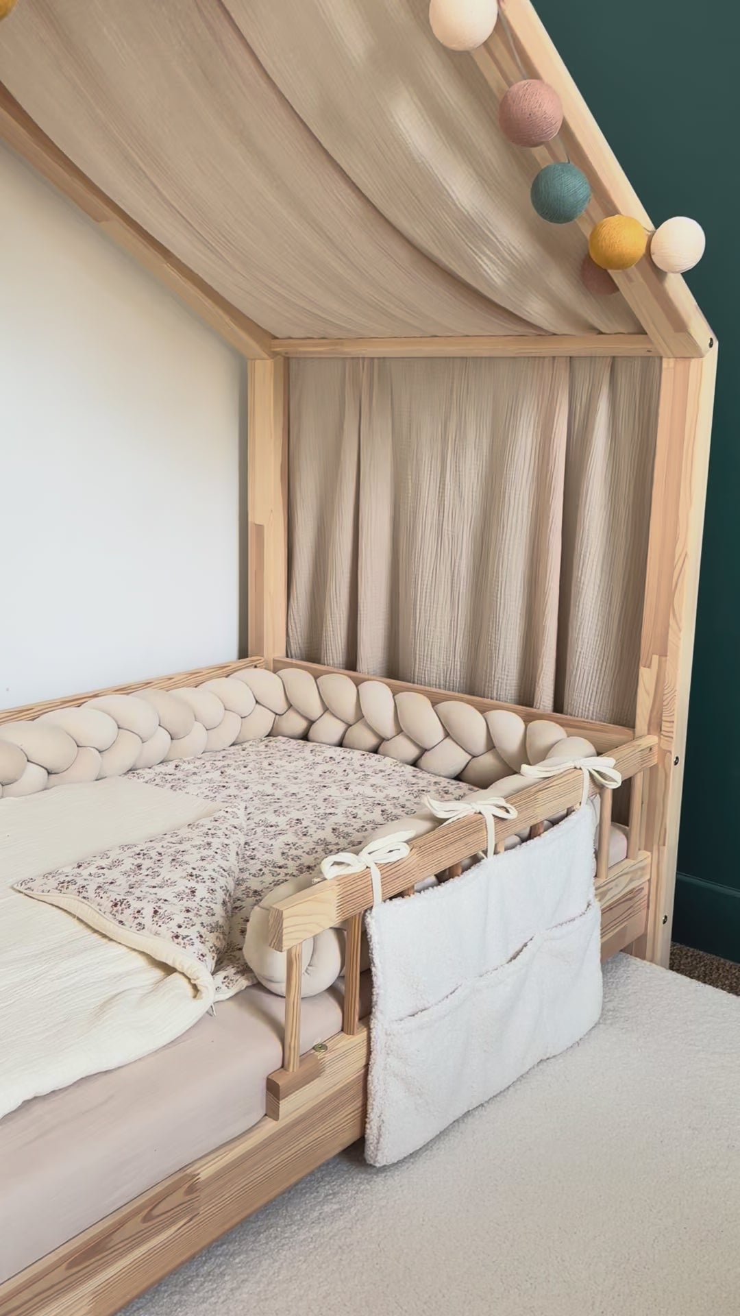 Beige bedhemel van biologisch katoen