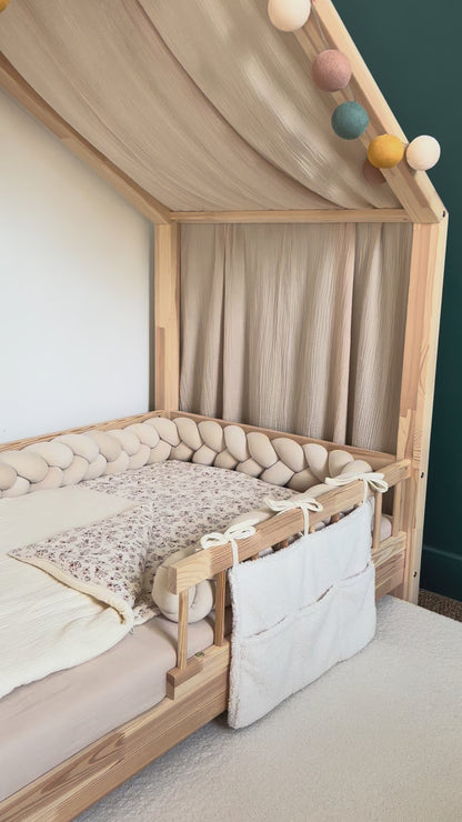 Beige bedhemel van biologisch katoen