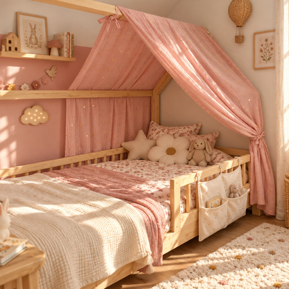 Bedhemel Cabane Roze blos gouden stippen