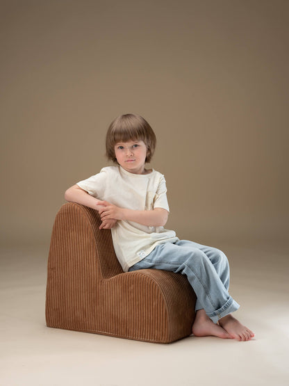 Fauteuil velours Caramel