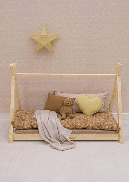 Papier peint chambre enfant Fleurs - Rose nude &amp; Blanc