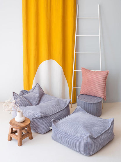 Pouf carré velours Bleu