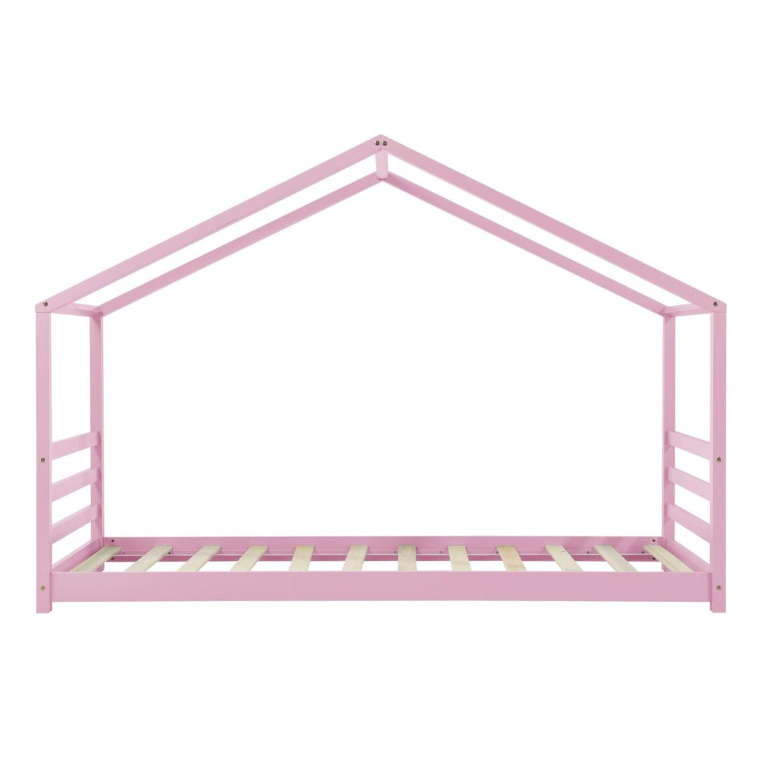 Lit cabane Montessori avec matelas - 90x200cm - Rose
