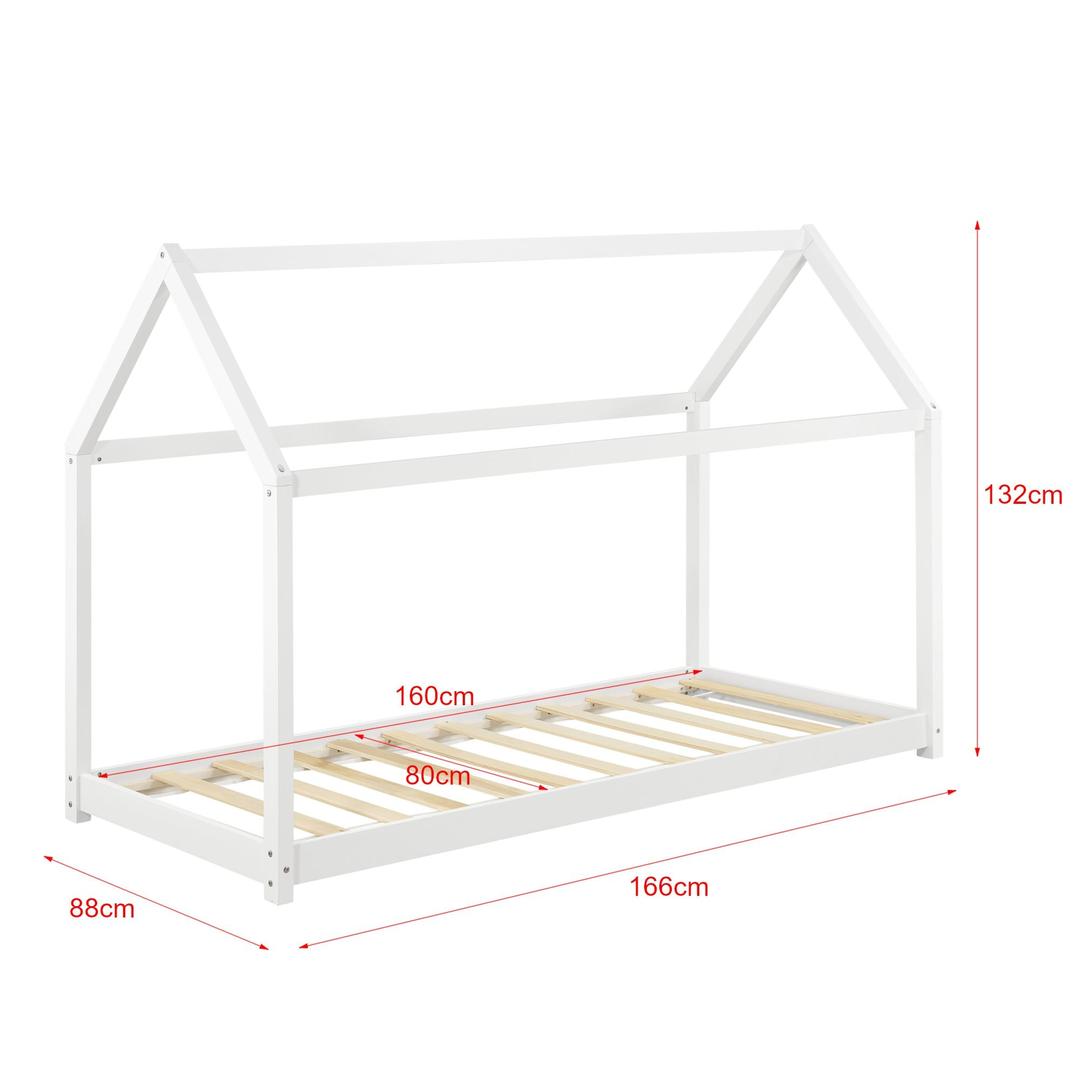 Lit cabane Montessori + matelas 80x160cm - Blanc