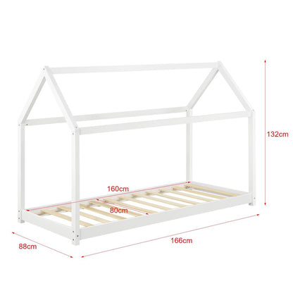 Lit cabane Montessori + matelas 80x160cm - Blanc